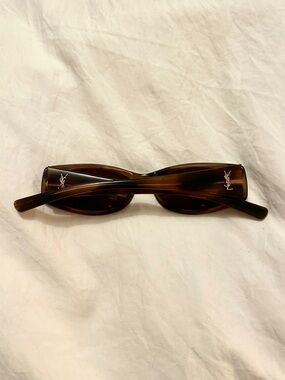 Yves Saint Laurent Tortoiseshell Rectangular Sunglasses - Brown & Gold YSL